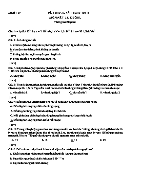 Đề kiểm tra học kì II Vật lí lớp 12 - Mã đề 129 - Năm học 2016-2017